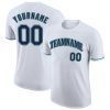 Custom White Navy-Aqua T-Shirt