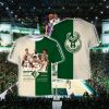 NBA Milwaukee Bucks Green Cream Half All The Stars T-Shirt
