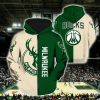 NBA Milwaukee Bucks Green Cream Half Zip Up Hoodie