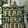 NBA Milwaukee Bucks Green Fear the Deer Quilt Blanket