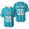 NBA Charlotte Hornets Custom Name Number Teal White Baseball Jersey