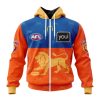 AFL Brisbane Lions Custom Name Number 2023 Away Guernsey Zip Up Hoodie