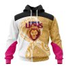 AFL Brisbane Lions Custom Name Number Fight Cancer Pullover Hoodie