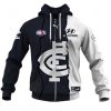 AFL Carlton Blues Custom Name Number 2023 Mix Guernsey Zip Up Hoodie