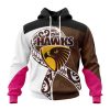 AFL Hawthorn Hawks Custom Name Number Fight Cancer Pullover Hoodie