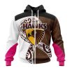 AFL Hawthorn Hawks Custom Name Number Fight Cancer Zip Up Hoodie