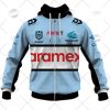 NRL Cronulla-Sutherland Sharks Custom Name Number 2022 Home Jersey Zip Up Hoodie