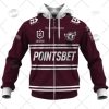 NRL Manly Warringah Sea Eagles Custom Name Number 2022 Home Jersey Zip Up Hoodie