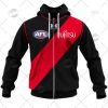 AFL Essendon Bombers Custom Name Number 2022 Home Guernsey Zip Up Hoodie