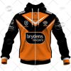 NRL Wests Tigers Custom Name Number 2022 Away Jersey Zip Up Hoodie
