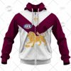 AFL Brisbane Lions Custom Name Number 2022 Clash Guernsey Zip Up Hoodie