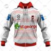 NRL St. George Illawarra Dragons Custosm Name Number 2022 Captains Run Charity Shield Jersey Zip Up Hoodie