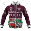 NRL Manly Warringah Sea Eagles Custom Name Number 2022 Indigenous Jersey Zip Up Hoodie