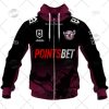 NRL Manly Warringah Sea Eagles Custom Name Number 2022 Heritage Jersey Zip Up Hoodie