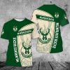 NBA Milwaukee Bucks Green Cream Fandom Edition T-Shirt