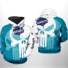 NBA Charlotte Hornets White Teal Punisher Skull Pullover Hoodie