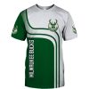 NBA Milwaukee Bucks Green White Curves T-Shirt
