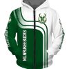 NBA Milwaukee Bucks Green White Curves Zip Up Hoodie