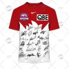 AFL Sydney Swans Custom Name Number 2022 Team Signatures Guernsey T-Shirt
