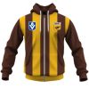 AFL Hawthorn Hawks Custom Name Number 90s Vintage Retro Guernsey Zip Up Hoodie