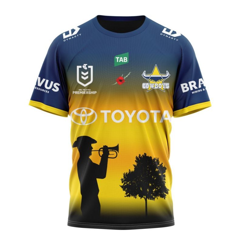 NRL North Queensland Cowboys Custom Name Number 2023 ANZAC Day Jersey TShirt