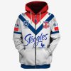 NRL Sydney Roosters Custom Name Number 2019 Away Jersey Zip Up Hoodie