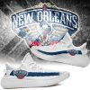 NBA New Orleans Pelicans White Navy Yeezy Boost Sneakers