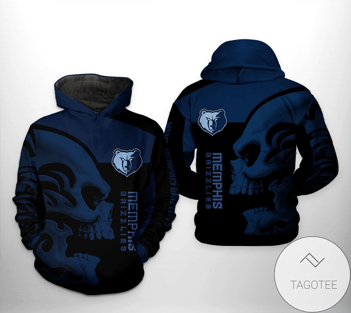 NBA Memphis Grizzlies Navy Blue Skull Pullover Hoodie V7
