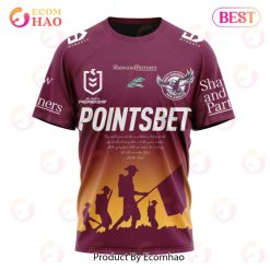 NRL Manly Warringah Sea Eagles Custom Name Number ANZAC Day 2023 Kits T-Shirt