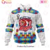 NRL Sydney Roosters Custom Name Number Autism Awareness Pullover Hoodie