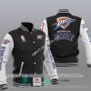 NBA Oklahoma City Thunder Black White Baseball Jacket