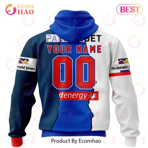 NRL Newcastle Knights Custom Name Number 2023 Mix Jersey Pullover Hoodie