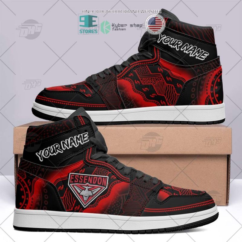 AFL Essendon Bombers Custom Name Indigenous Air Jordan 1 High Sneakers