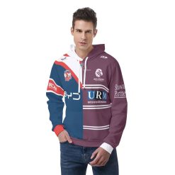 NRL 2 Teams Custom Name Number Half Jersey Pullover Hoodie