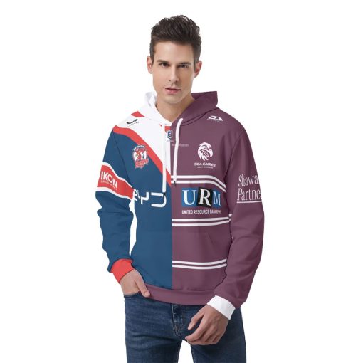 NRL 2 Teams Custom Name Number Half Jersey Pullover Hoodie
