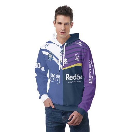 NRL 2 Teams Custom Name Number Half Jersey Pullover Hoodie