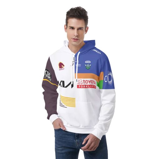 NRL 2 Teams Custom Name Number Half Jersey Pullover Hoodie