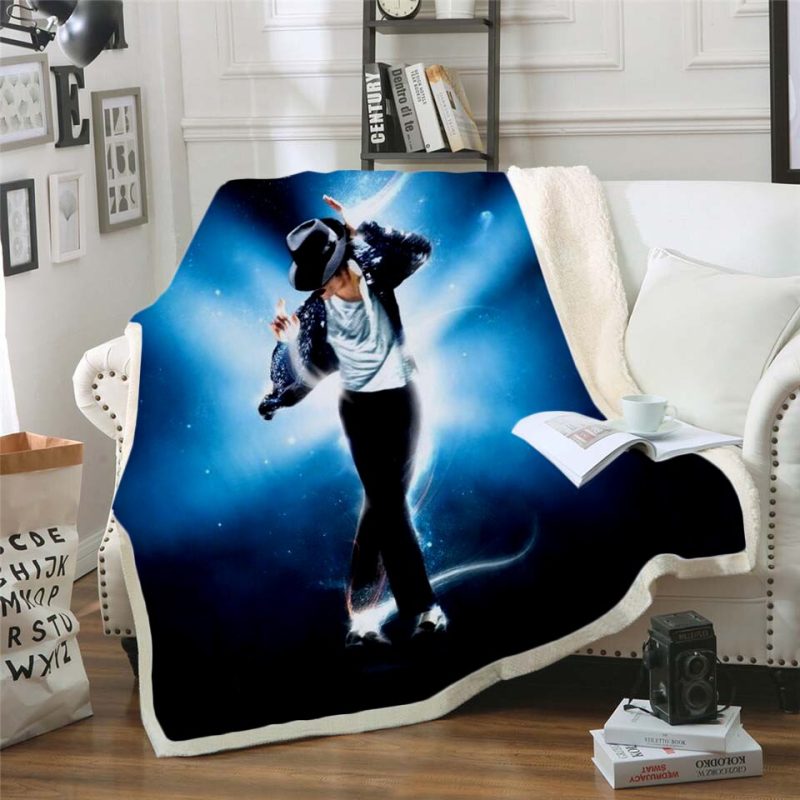 Michael Jackson Light Blue Fleece Blanket