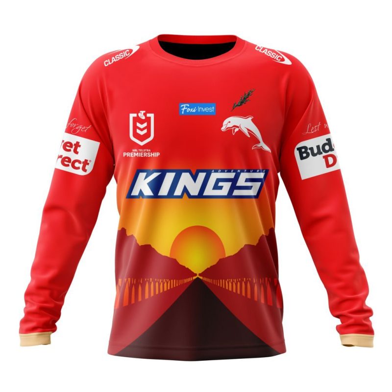 NRL Dolphins Custom Name Number 2023 ANZAC Day Jersey Sweatshirt