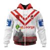 NRL St. George Illawarra Dragons Custom Name Number 2023 ANZAC Day Zip Up Hoodie