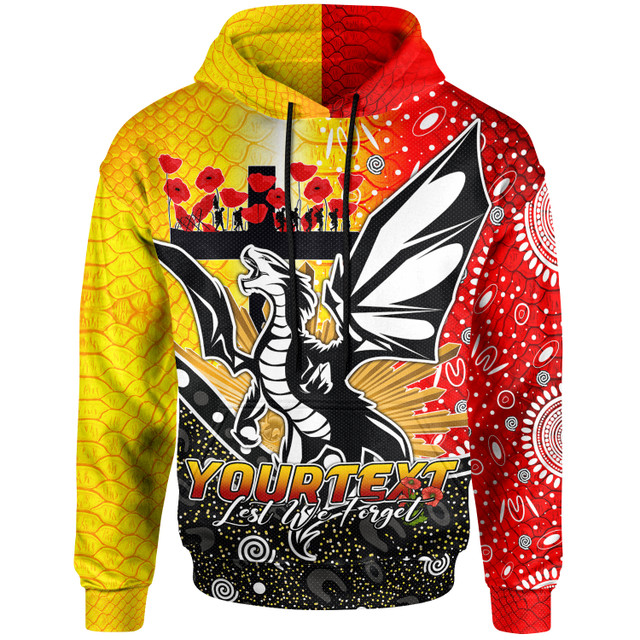 NRL St. George Illawarra Dragons Custom Text ANZAC Day With Poppy Flower Pullover Hoodie NRL St. George Illawarra Dragons Custom Text ANZAC Day With Poppy Flower Pullover Hoodie