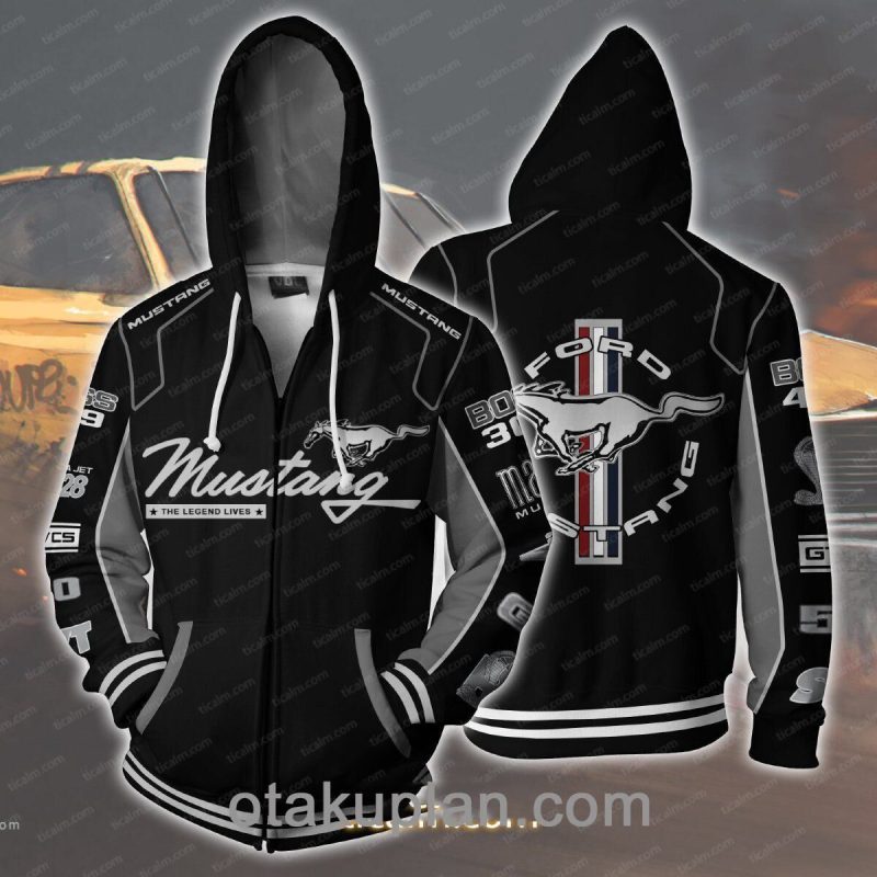Ford Mustang Black Zip Up Hoodie