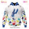 NBA San Antonio Spurs Custom Name Number Autism Awareness Hands Pullover Hoodie