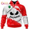 NRL Dolphins Custom Name Number Halloween Style Zip Up Hoodie