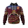 AFL Brisbane Lions Custom Name Number Indigenous Mascot Pullover Hoodie