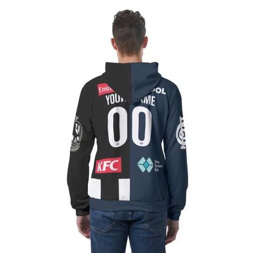 AFL 2 Teams Custom Name Number Half Guernsey Pullover Hoodie