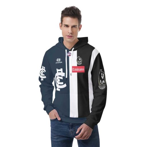 AFL 2 Teams Custom Name Number Half Guernsey Pullover Hoodie