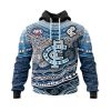 AFL Carlton Blues Custom Name Number Indigenous Mascot Pullover Hoodie