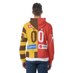 AFL 2 Teams Custom Name Number Half Guernsey Pullover Hoodie