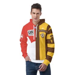 AFL 2 Teams Custom Name Number Half Guernsey Pullover Hoodie